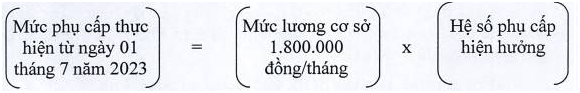 Đối với các khoản phụ cấp tính theo mức lương cơ sở